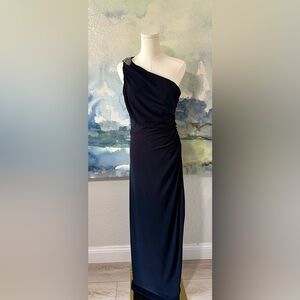 Ralph Lauren Evening 14p Black Elegant Diamanté Clasp One Shoulder Stretchy